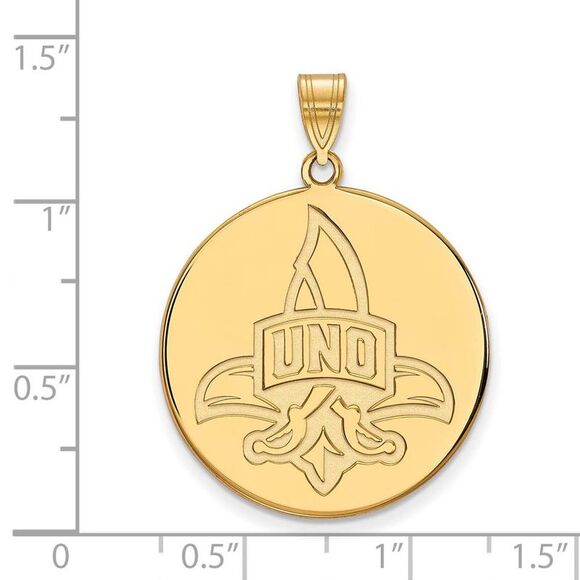 10k Yellow Gold U. of New Orleans XL Logo Disc Pendant - Picture 2 of 3